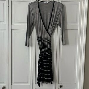 Black & White striped Calvin Klein Wrap Dress